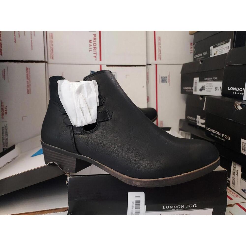 LONDON FOG Women's Tommy Ankle Boot black COWBOY burnished SIZE 9.5 #trl8